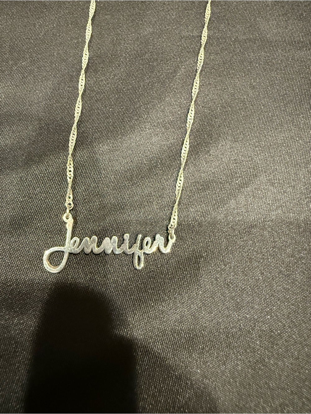 Sterling Silver “Jennifer” Name Necklace Cursive Script Twisted Rope Chain - Picture 4 of 7